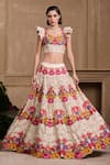 Buy_Chandrima_Ivory Chanderi Thread Floral And Cutwork Detailed Lehenga _at_Aza_Fashions