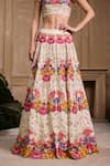 Chandrima_Ivory Chanderi Thread Floral And Cutwork Detailed Lehenga _Online_at_Aza_Fashions