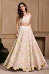 Buy_Chandrima_Ivory Chanderi Embellished Floral Cutwork Lehenga _at_Aza_Fashions