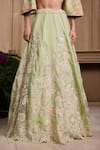 Chandrima_Green Silk Organza Embroidered Thread Floral Lehenga _Online_at_Aza_Fashions