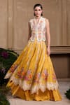 Buy_Chandrima_Yellow Chanderi Embroidered Floral Layered Lehenga _at_Aza_Fashions