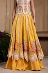 Chandrima_Yellow Chanderi Embroidered Floral Layered Lehenga _Online_at_Aza_Fashions