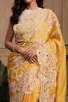 Chandrima_Yellow Silk Organza Embroidery Cutwork Floral Thread Saree _Online_at_Aza_Fashions