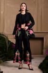 Chandrima_Black Chanderi Embroidery Lace Closed Bubble Hem Gathered Top _Online_at_Aza_Fashions