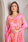 Buy_SAMMOHI BY MOKSHA AND HIRAL_Purple Georgette Printed Floral V Neck Peplum Kurta Palazzo Set _Online_at_Aza_Fashions