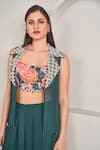 Buy_SAMMOHI BY MOKSHA AND HIRAL_Green Jacket And Palazzo Georgette Printed Floral Jacket Embroidered Set _Online_at_Aza_Fashions