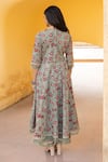 Shop_ASRUMO_Green Cotton Handblock Print Blossom V Neck Anarkali Set _at_Aza_Fashions