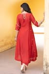 Shop_ASRUMO_Red Chanderi Embroidery Ditsy Bloom Round Neck Anarkali Set _at_Aza_Fashions