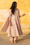 Buy_ASRUMO_White Chanderi Print Gardenia Sweetheart Neck Handblock Anarkali Set _at_Aza_Fashions