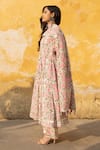 ASRUMO_White Chanderi Print Gardenia Sweetheart Neck Handblock Anarkali Set _Online_at_Aza_Fashions