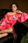 Buy_Sonam Parmar Jhawar_Pink Thick Satin Printed Floral One-shoulder Cassie Maxi Dress _Online_at_Aza_Fashions