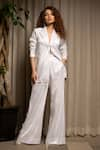 Sonam Parmar Jhawar_Silver Shimmer Sequin Lapel Collar Blazer And Pant Set _Online_at_Aza_Fashions