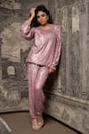 Buy_Sonam Parmar Jhawar_Pink Soft Embroidered Round Top And Jogger Set _at_Aza_Fashions