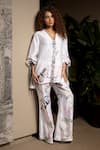 Buy_Sonam Parmar Jhawar_White Crepe Blend Blunt V Melody Tie-up Shirt And Pant Set _at_Aza_Fashions