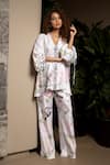 Buy_Sonam Parmar Jhawar_White Crepe Blend Blunt V Melody Tie-up Shirt And Pant Set _Online_at_Aza_Fashions