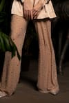 Buy_Sonam Parmar Jhawar_Beige Satin Blazer Lapel Collar Khloe And Pant Set _Online_at_Aza_Fashions