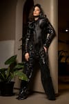 Buy_Sonam Parmar Jhawar_Black Sequined Net Embroidered Tie-up Veronica Blazer Pant Set _at_Aza_Fashions