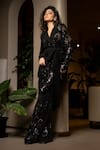 Shop_Sonam Parmar Jhawar_Black Sequined Net Embroidered Lapel Collar Veronica Blazer Pant Set _at_Aza_Fashions