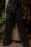 Sonam Parmar Jhawar_Black Sequined Net Embroidered Lapel Collar Veronica Blazer Pant Set _Online_at_Aza_Fashions