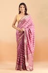 Samyukta Singhania_Pink Pure Silk Butta Woven Saree With Running Blouse _Online_at_Aza_Fashions