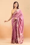 Buy_Samyukta Singhania_Pink Pure Silk Butta Woven Saree With Running Blouse _Online_at_Aza_Fashions