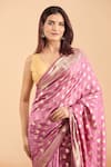 Samyukta Singhania_Pink Pure Silk Butta Woven Saree With Running Blouse _at_Aza_Fashions