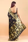 Shop_Samyukta Singhania_Black Pure Silk Floral Woven Paisley Motif Saree With Running Blouse _at_Aza_Fashions