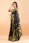 Shop_Samyukta Singhania_Black Pure Silk Floral Woven Paisley Motif Saree With Running Blouse _Online_at_Aza_Fashions