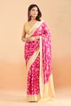 Samyukta Singhania_Pink Pure Handloom Cotton Chiffon Georgette Woven Saree With Running Blouse _Online_at_Aza_Fashions