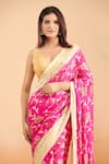 Buy_Samyukta Singhania_Pink Pure Handloom Cotton Chiffon Georgette Woven Saree With Running Blouse _Online_at_Aza_Fashions