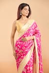 Shop_Samyukta Singhania_Pink Pure Handloom Cotton Chiffon Georgette Woven Saree With Running Blouse _Online_at_Aza_Fashions