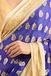 Shop_Samyukta Singhania_Blue Pure Handloom Cotton Chiffon Woven Contrast Hem Saree With Running Blouse _Online_at_Aza_Fashions