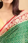 Samyukta Singhania_Green Pure Handloom Cotton Chiffon Woven Motif Saree With Running Blouse _Online_at_Aza_Fashions