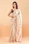 Shop_Samyukta Singhania_Cream Pure Chiniya Katan Woven Geometric Pattern Saree With Running Blouse _Online_at_Aza_Fashions