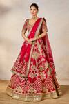 Buy_Masaba_Red Lehenga Raw Silk Embroidered Ethnic Round Anar Bridal Set 