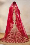 Masaba_Red Lehenga Raw Silk Embroidered Ethnic Round Anar Bridal Set _Online