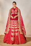 Buy_Masaba_Red Lehenga Raw Silk Embroidered Ethnic Round Anar Bridal Set _Online