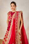 Masaba_Red Lehenga Raw Silk Embroidered Ethnic Round Anar Bridal Set 