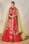 Masaba_Red Lehenga Raw Silk Embroidered Ethnic Round Anar Bridal Set 