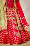 Masaba_Red Lehenga Raw Silk Embroidered Ethnic Round Anar Bridal Set 