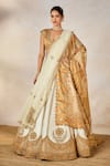 Masaba_Ivory Lehenga Heavy Raw Silk And Tissue Embroidered Nan Khati Bridal Set _Online