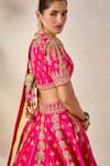 Buy_Masaba_Pink Lehenga And Blouse Raw Silk Embroidery Chand Phool Rose Falooda Bridal Set 