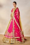 Buy_Masaba_Pink Lehenga And Blouse Raw Silk Embroidery Chand Phool Rose Falooda Bridal Set _Online