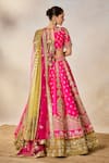 Shop_Masaba_Pink Lehenga And Blouse Raw Silk Embroidery Chand Phool Rose Falooda Bridal Set _Online