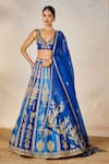 Shop_Masaba_Blue Lehenga And Blouse Heavy Raw Silk Embroidered Sehra Neel Bahar Bridal Set _Online_at_Aza_Fashions