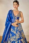 Buy_Masaba_Blue Lehenga And Blouse Heavy Raw Silk Embroidered Sehra Neel Bahar Bridal Set _Online