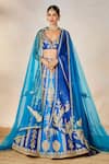 Masaba_Blue Lehenga And Blouse Heavy Raw Silk Embroidered Sehra Neel Bahar Bridal Set 