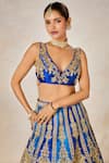 Masaba_Blue Lehenga And Blouse Heavy Raw Silk Embroidered Sehra Neel Bahar Bridal Set 