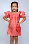 Buy_SnuggleMe_Red Chanderi Embroidery Sky High Bird Pocket Dress _at_Aza_Fashions