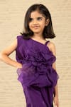 Buy_SnuggleMe_Purple Chanderi 3d Bloom Embellished One Shoulder Top With Sharara Pant _Online_at_Aza_Fashions